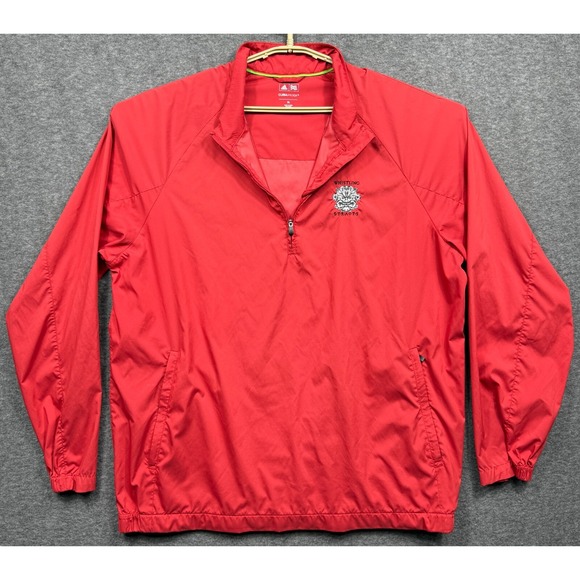 Adidas Jacket Mens XL Red Whistling Straits Golf 1/4 Zip Pullover Windbreaker ** - Picture 1 of 10